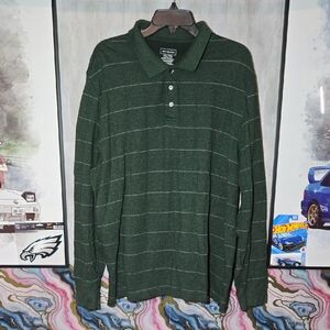 2XL Van Heusen Forest Green Striped Long Sleeve Shirt